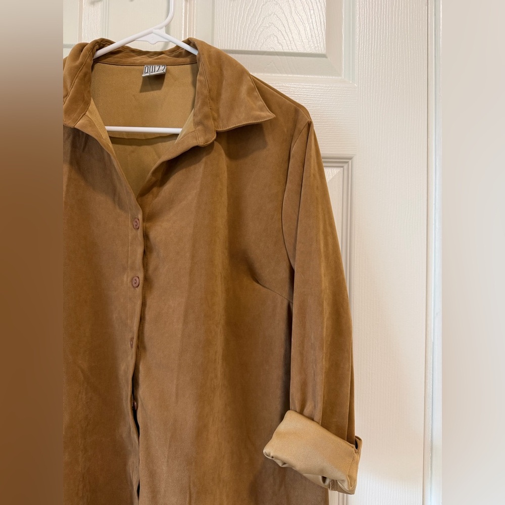 Brown Suede Button-Up Shirt